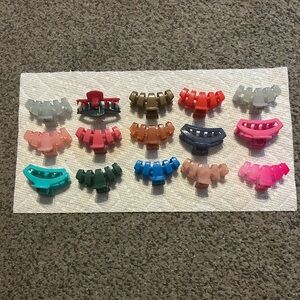 Teleties Colorful Tiny Hair Claw Clips lot of 15 euc